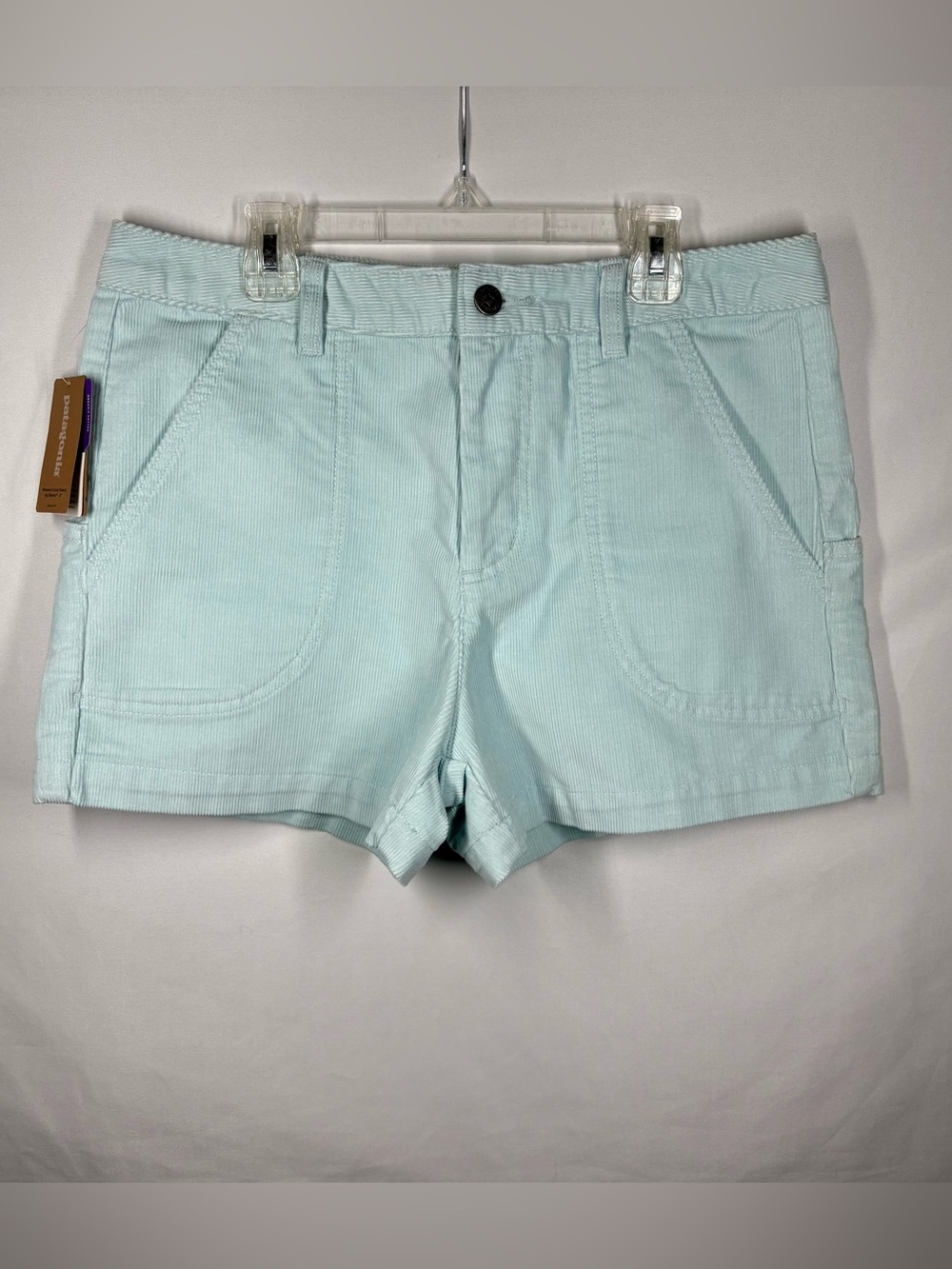 NWT Patagonia Corduroy Shorts in Aqua Light Blue. 3” Inseam. Size 8